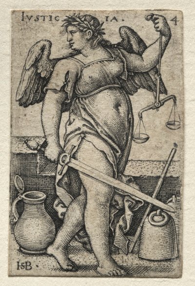 The Knowledge of God and the Seven Cardinal Virtues: Justice - Justicia by Hans Sebald Beham