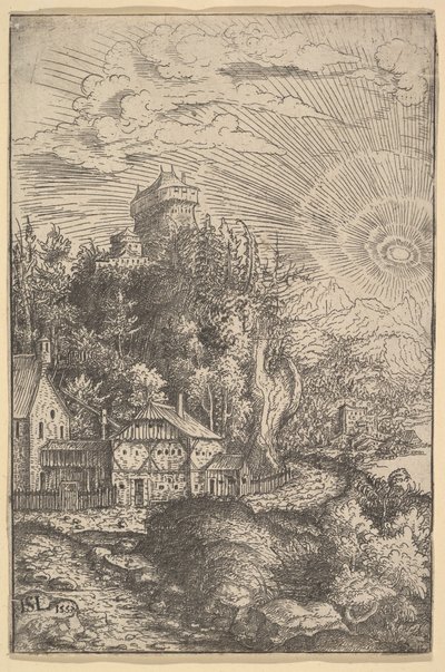 Landscape with a Castle Perched on a Rock by Hans Sebald Lautensack