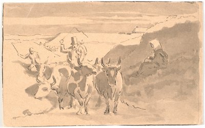 A Herd of Oxen in a Hollow Way by Hans Smidth