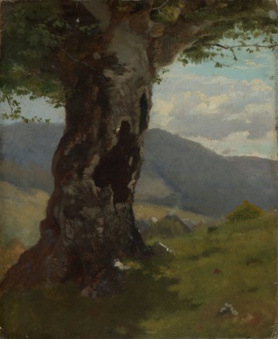Old Tree Trunk with View into the Valley by Hans Thoma