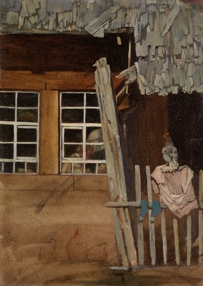 Farmhouse Corner with Garden Fence and Chicken by Hans Thoma