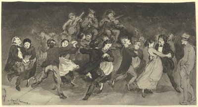 Dancing Couples in an Inn by Hans Thoma