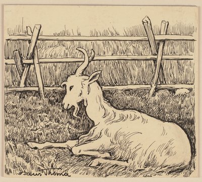 Drawing for the Primer: Goat by Hans Thoma
