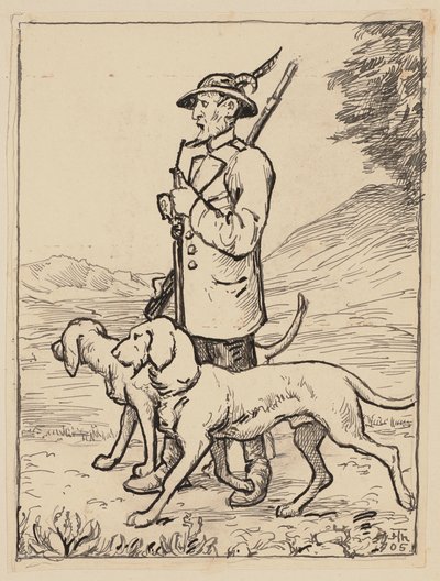 Drawing for the Primer: Hunter by Hans Thoma