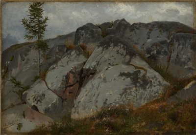 Rock Blocks with Small Firs by Hans Thoma