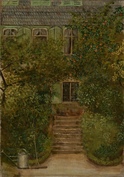 Garden of a Country House with Watering Can and Rake by Hans Thoma