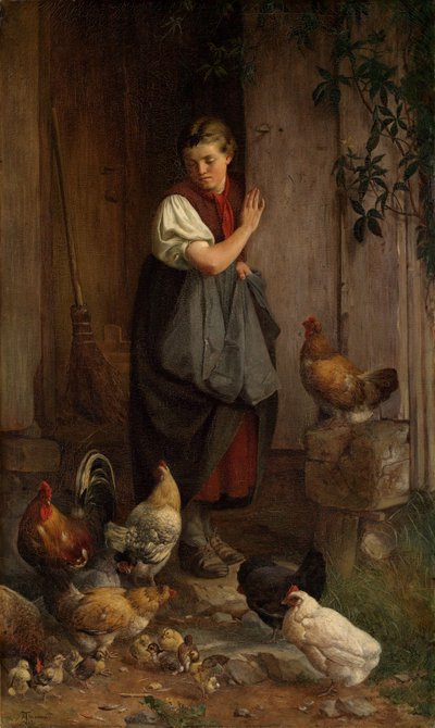 Feeding Chickens by Hans Thoma