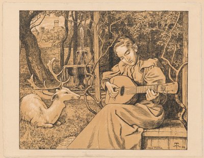Lutnistka. Allegory of Music by Hans Thoma