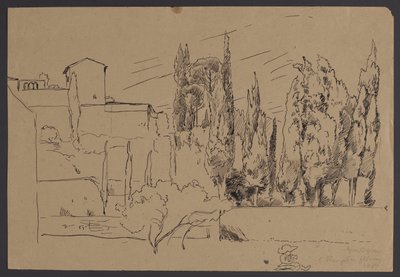 Surroundings of the Monastery of St. Francis in Florence by Hans Thoma