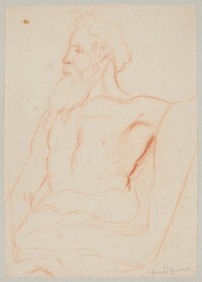 Half-Naked Old Man with a Beard by Hans Thoma