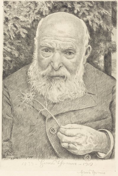 Self-Portrait VI with Flower by Hans Thoma