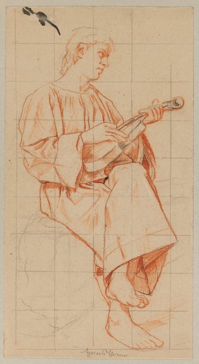 Seated Man with a Violin by Hans Thoma