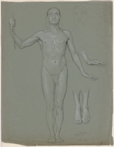 Standing Male Nude by Hans Thoma