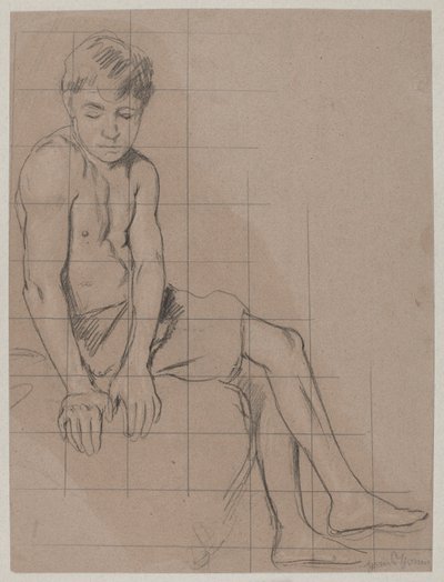 Study of a Sitting Boy by Hans Thoma