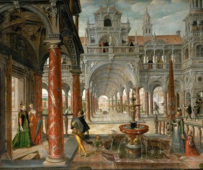 Palace with Distinguished Visitors by Hans Vredeman de Vries