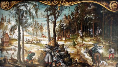 Fox and Deer Hunting in the Winter by Hans Wertinger
