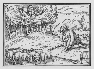 God Appears to Moses in a Burning Bush by Hans after Holbein the Younger