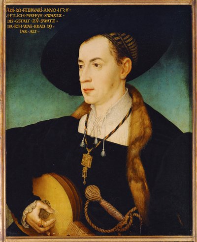 Matthaeus Schwarz, banker, partner of the Fugger banking family of Augsburg, financiers of Emperor Karl V by Hans or Johan Maler