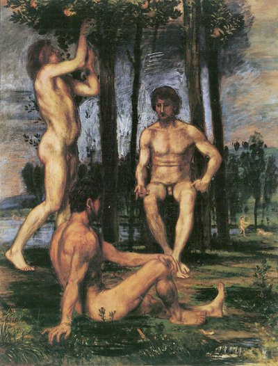 Three Young Men under Orange Trees by Hans von Marées