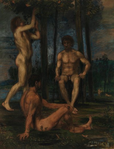 Three Youths Under Orange Trees by Hans von Marées