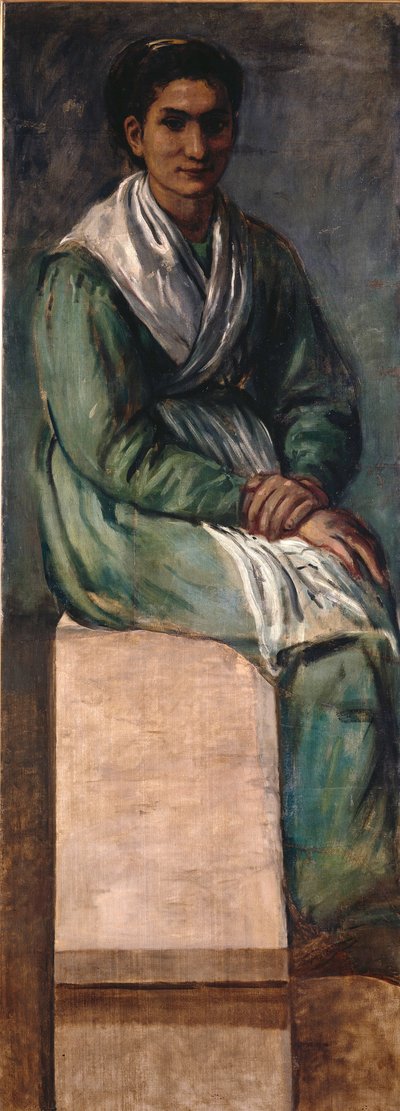 Woman on the Stairs. Study for the Frescoes in the Zoological Station Naples by Hans von Marées