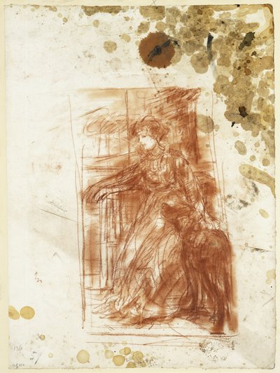 Seated Woman Facing Left, with Dog by Hans von Marées