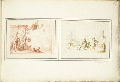 Shepherd with His Cattle and Street Scene by Harmen ter Borch (signed by artist)