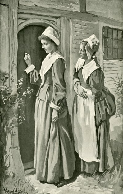 Mercy and Timorous Call on Christiana by Harold Copping