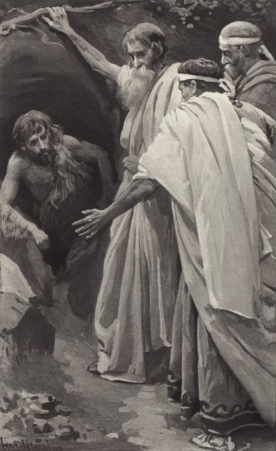 Now they earnestly beseech him, implore him with tears, to return and save that city by Harold Copping