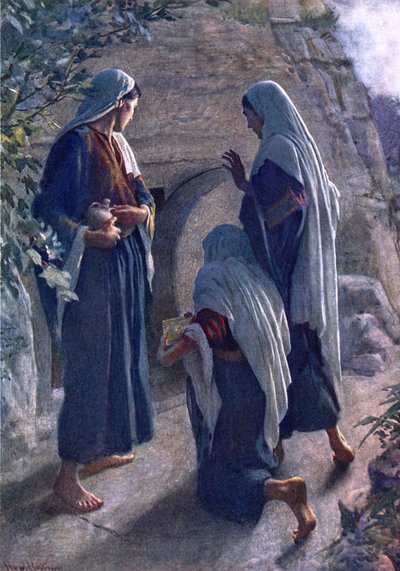 The Woman at the Sepulchre (Colour Lithograph) by Harold Copping