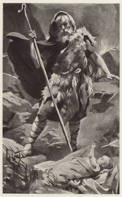 This poor deserted baby was found by a shepherd by Harold Copping