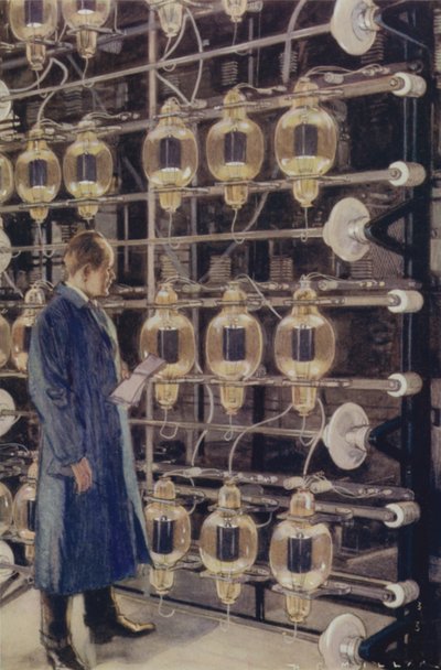 Thermionic valves in the Marconi wireless telegraphy station at Cefn Du, near Caernarfon, Wales by Harold Robert Millar