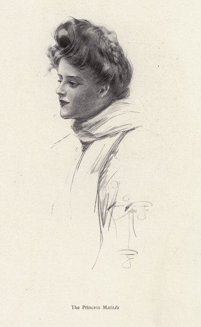A character, Countess Frina Mavrodin from the novel, The Princess Moritza, by Percy Brebner by Harrison Fisher