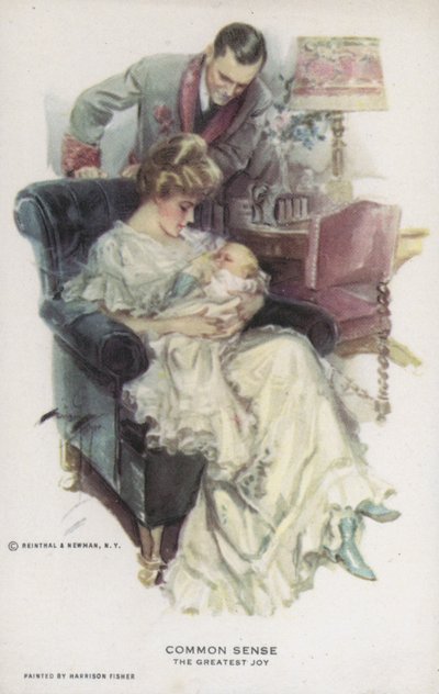 Common Sense - The Greatest Joy: Couple with Their Baby by Harrison Fisher