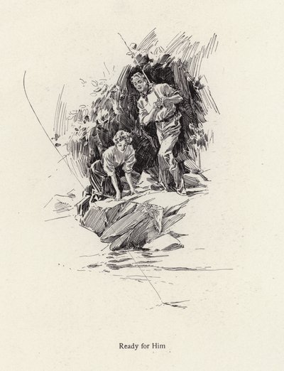 Man and woman fishing in a river or stream by Harrison Fisher