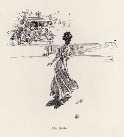 Man and woman playing tennis by Harrison Fisher