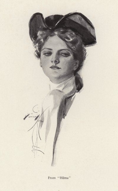Portrait of a woman, a character from Hilma by Harrison Fisher