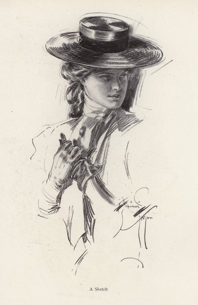 Portrait of a woman in a hat by Harrison Fisher
