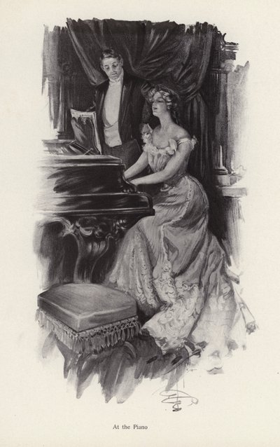 Woman singing at the piano by Harrison Fisher
