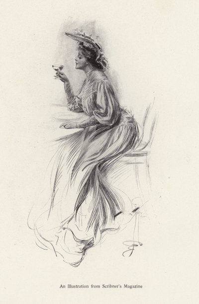 Woman with a drink by Harrison Fisher