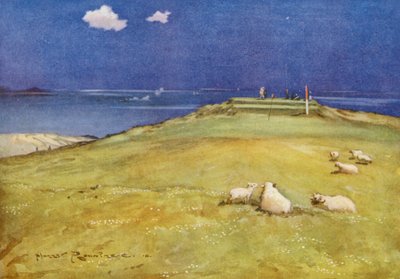 Golf Courses: Gullane, the Sixth Green and Seventh Tee by Harry (1878 1950) Rountree