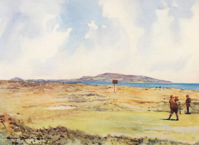 Golf Courses: Dollymount, the first tee, looking towards the Howth by Harry (1878 1950) Rountree