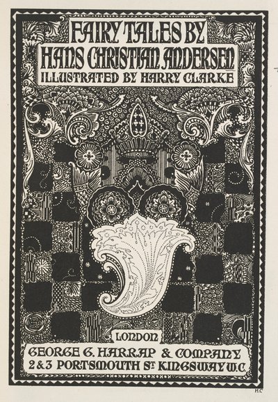 Illustrated title page with symbols and squares by Harry Clarke