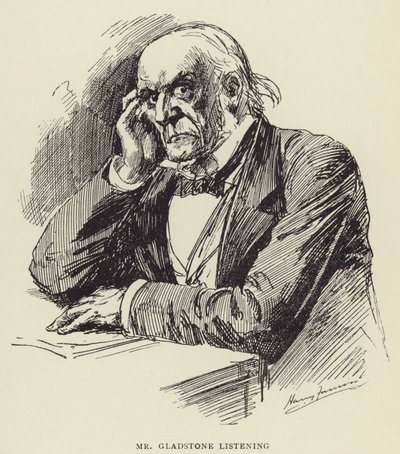 Mr Gladstone Listening by Harry Furniss