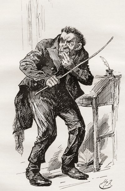 Mr. Squeers, Illustration by Harry Furniss for the Charles Dickens Novel Nicholas Nickleby, 1910 by Harry Furniss