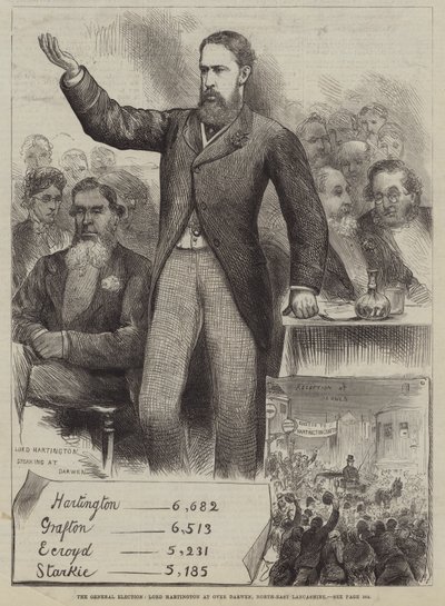 The General Election, Lord Hartington at Over Darwen, North-East Lancashire by Harry Furniss