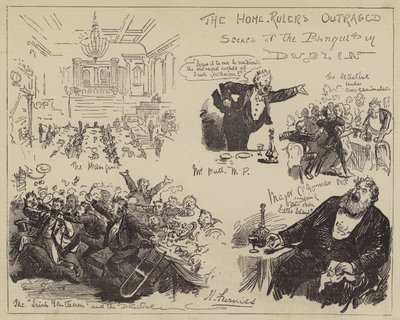 The Home-Rulers Outraged, Scenes at the Banquet in Dublin by Harry Furniss