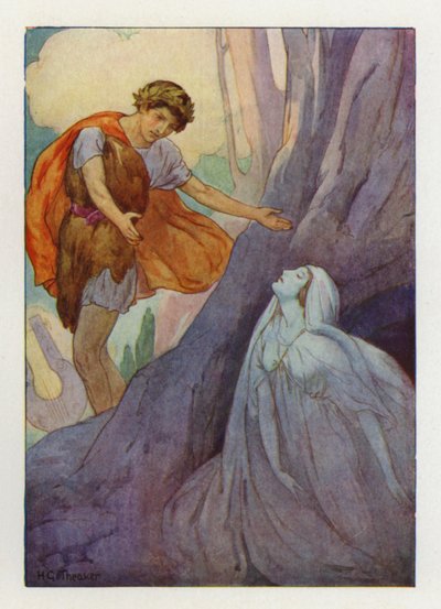 Crying out joyfully, Orpheus tried to catch it in his arms by Harry George Theaker
