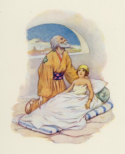 Once more Elisha pressed the little child closely to him by Harry George Theaker