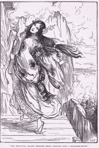 One beautiful maiden goddess began dancing on a sounding board (The Plain of the High Heaven) by Harry George Theaker